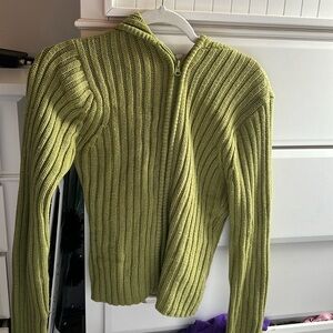 green vintage zip up with hoodie